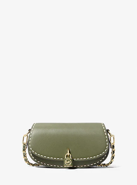 Michael Michael Kors Bags with gold - tone hardware for a touch of luxuryMK Mila Small Hand-Stitched Leather Shoulder Bag - Green - Michael Kors