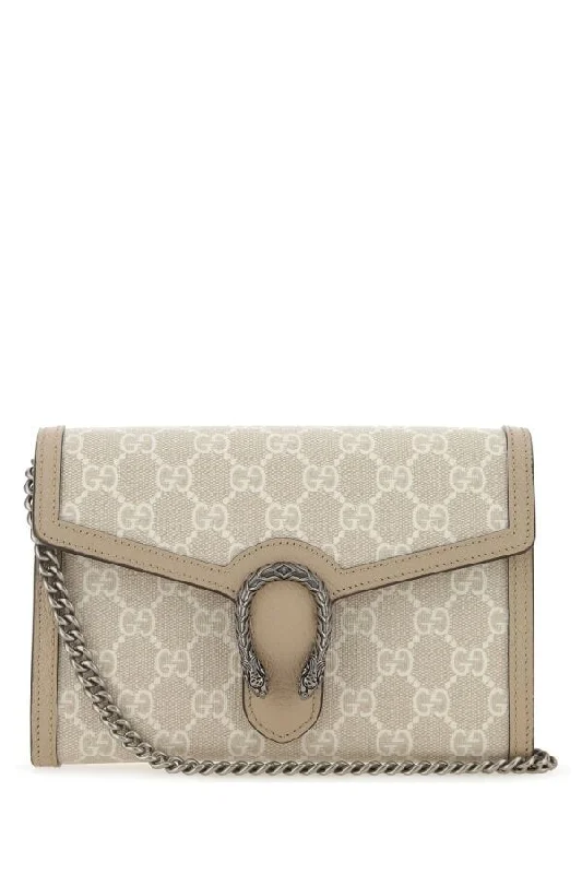 Women Gucci Sylvie bags with a crystal - embellished web stripeGucci Woman Gg Supreme Fabric Dionysus Clutch