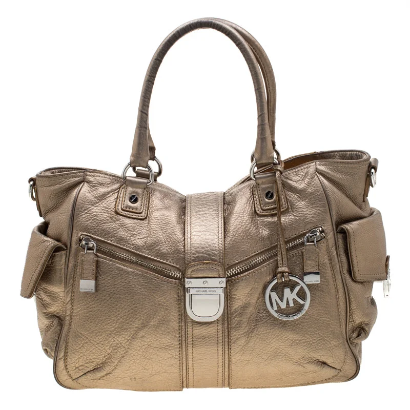 Michael Michael Kors Bags for car shows in a sleek and modern styleMetallic Gold Leather Satchel