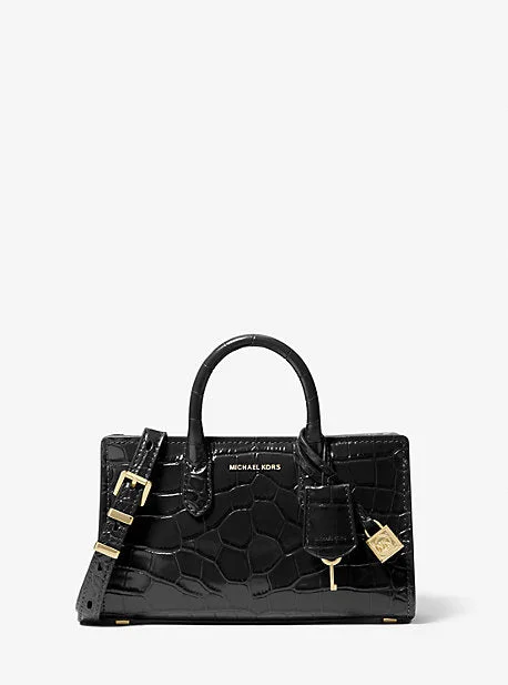 Michael Michael Kors Bags for cooking classes with compartments for utensilsMK Scarlett Extra-Small Crocodile Embossed Leather Crossbody Bag - Black - Michael Kors