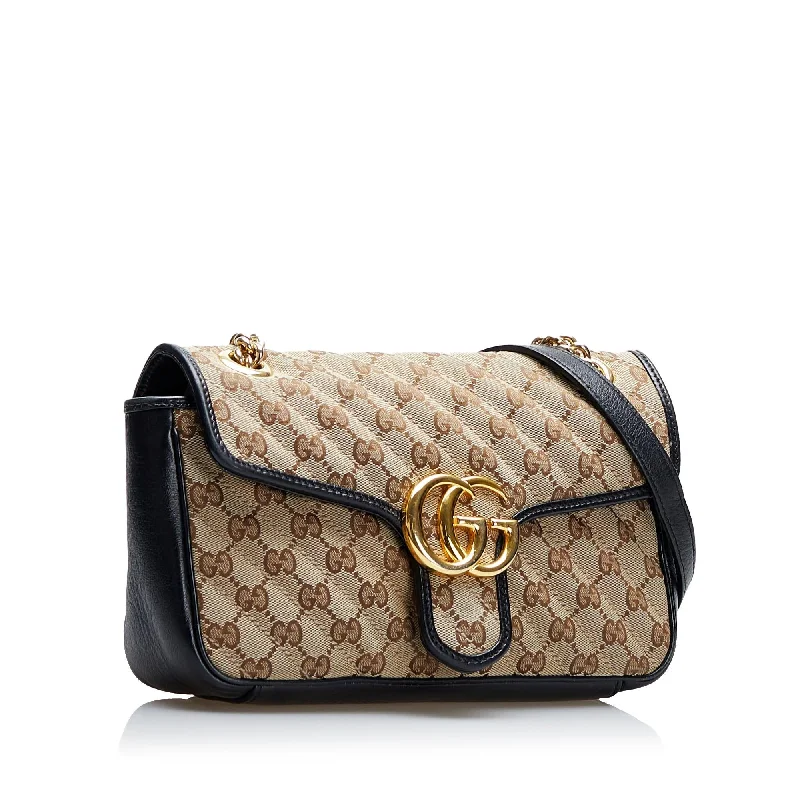 Women Gucci bags with interlocking G hardware for a classic lookGucci GG Canvas Marmont Crossbody (SHG-2wAlnW)