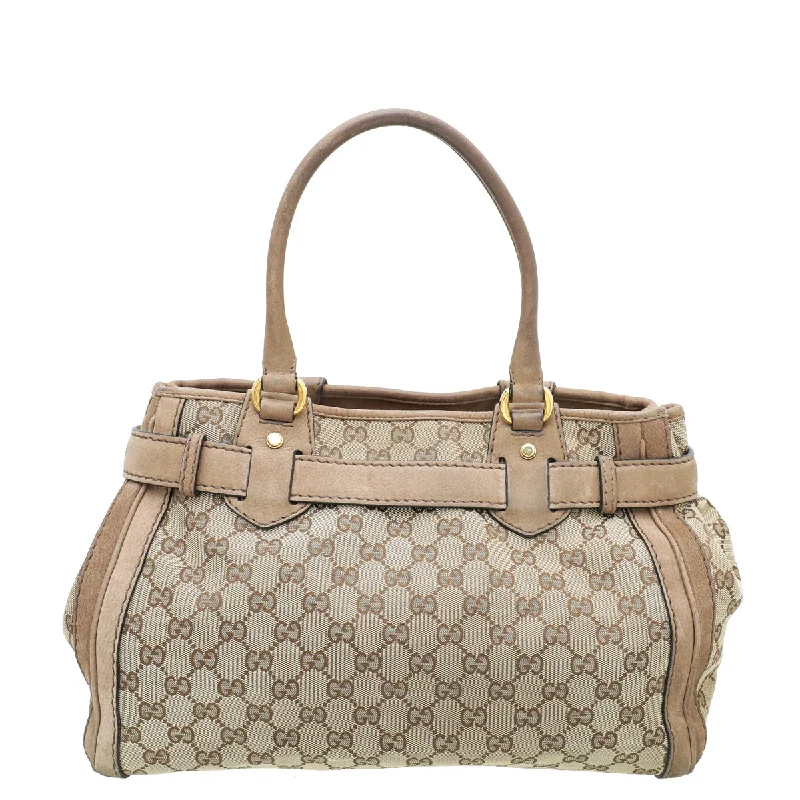 Women Gucci Sylvie bags with a monogram - embossed leatherGucci Bicolor GG Running Tote Bag