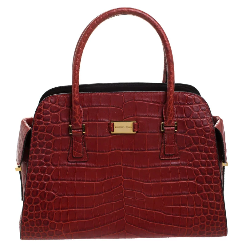 Michael Michael Kors Bags for charity fundraisers in a sophisticated and giving - spirit styleRed Croc Embossed Leather Gia Satchel