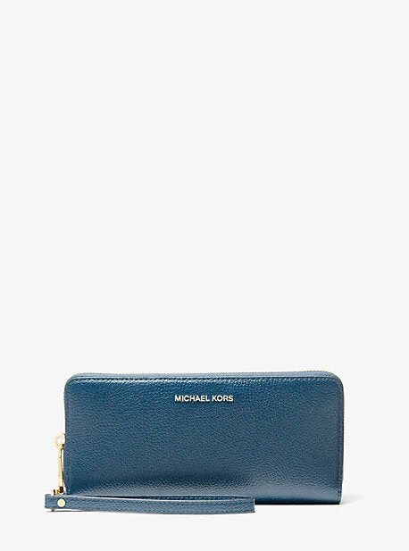 magnetic - snap Michael Michael Kors crossbody bags for easy accessMK Jet Set Travel Large Pebbled Leather Continental Wallet - Blue - Michael Kors