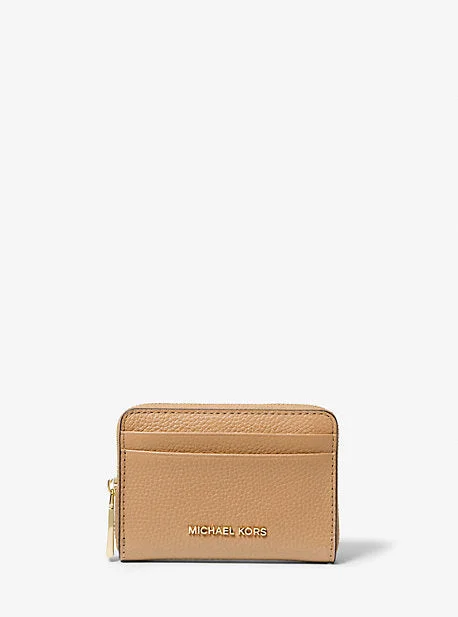 pastel pink Michael Michael Kors Bags for spring and summerMK Jet Set Small Pebbled Leather Zip-Around Card Case - Brown - Michael Kors