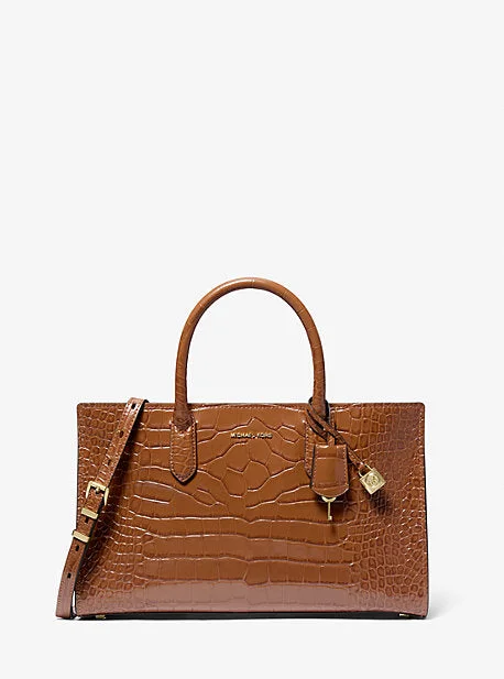 Michael Michael Kors Bags for DIY craft fairs to carry suppliesMK Scarlett Medium Crocodile Embossed Patent Leather Satchel - Brown - Michael Kors