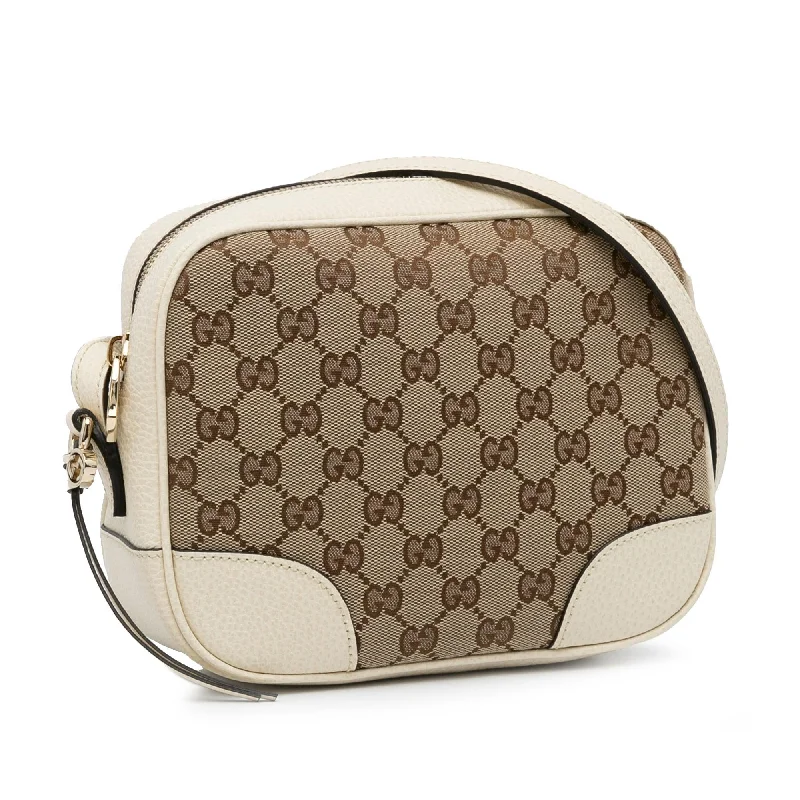 Women Gucci bags with a chain - link trim and a leather bodyGucci GG Canvas Bree Crossbody Bag (XUzHfc)