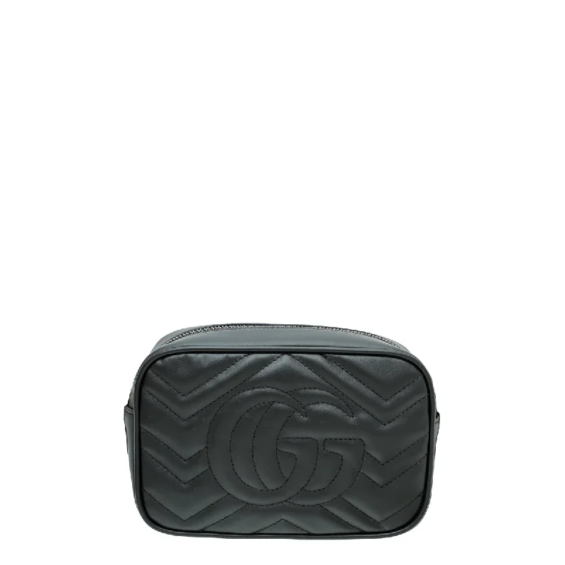 Ladies Gucci shoulder bags with a magnetic - closure flapGucci Black GG Marmont Mini Shoulder Bag