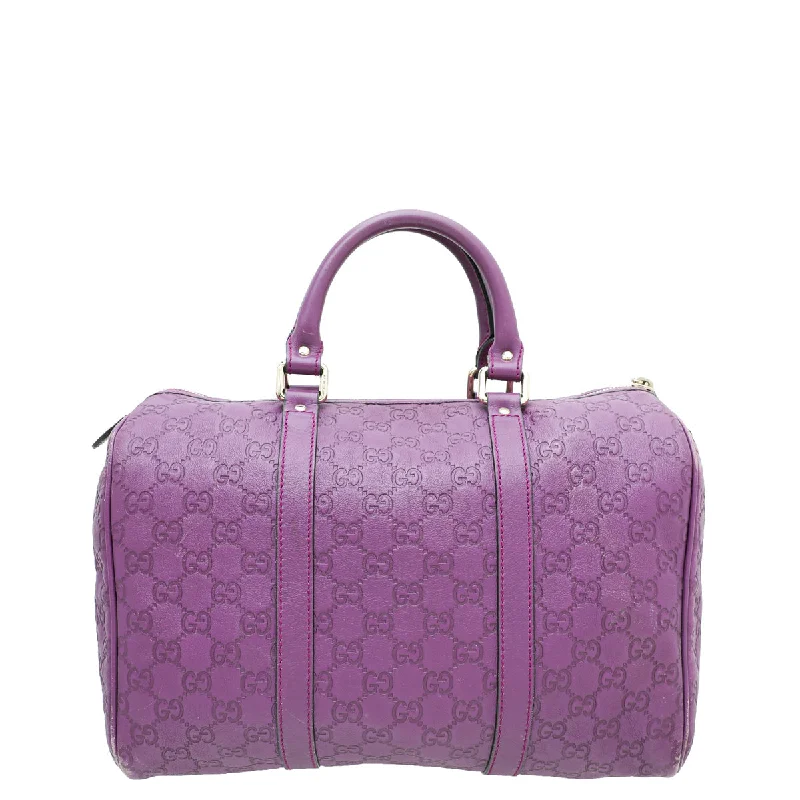 Women Gucci bags with a front - flap pocket for quick - access itemsGucci Purple GG Guccissima Joy Boston Medium Bag