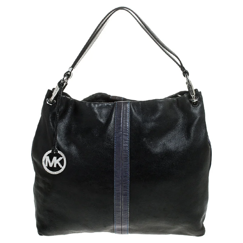 medium-sized Michael Michael Kors satchel bags for everyday office useBlack/Blue Hobo