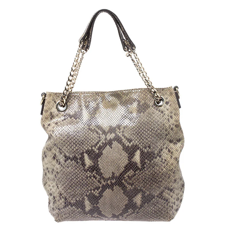 Michael Michael Kors Bags for DIY craft fairs to carry suppliesGreen/Black Python Embossed Suede Chain Tote