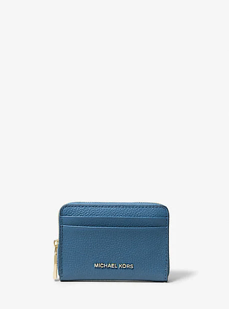 quilted Michael Michael Kors shoulder bags for a textured appearanceMK Jet Set Small Pebbled Leather Zip-Around Card Case - Blue - Michael Kors