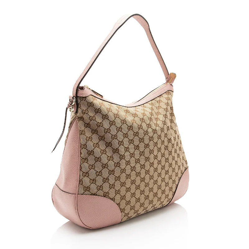 Women Gucci bags with a front - flap pocket for quick - access itemsGucci GG Canvas Bree Large Hobo (4sIfHM)