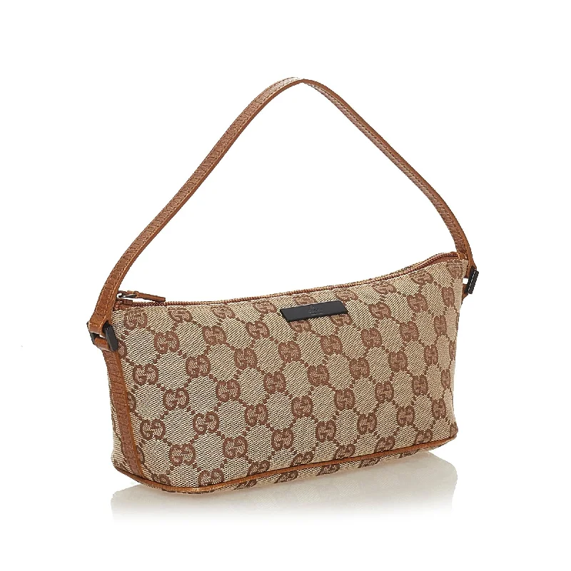 Small - sized Women Gucci shoulder bags for evening outingsGucci GG Canvas Boat Baguette (27593)