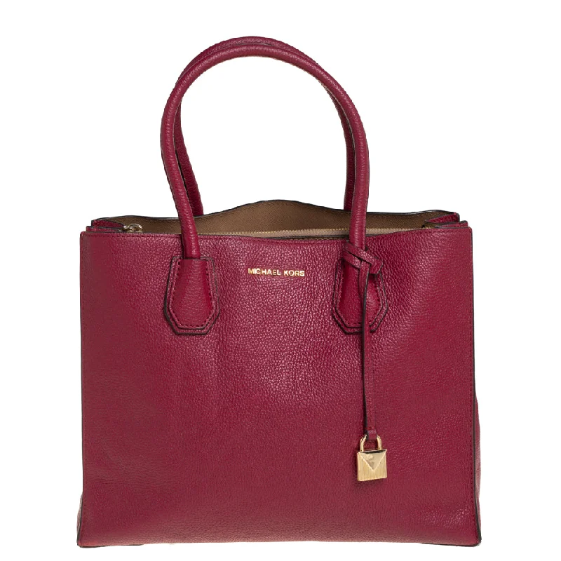 Michael Michael Kors Bags for solo travelers for a sense of luxury on the goBurgundy Grained Leather Large Mercer Tote