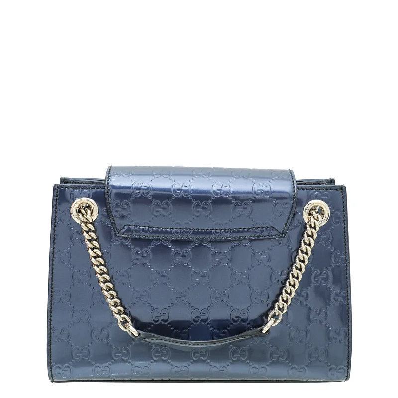 Gucci handbags for women with a back - zip pocketGucci Navy Blue GG Guccissima Emily Small Bag