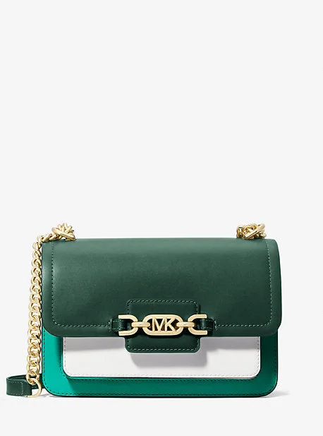 Michael Michael Kors Bags for brunches with friends in a casual - chic lookMK Heather Large Color-Block Leather Shoulder Bag - Green - Michael Kors