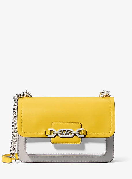 Michael Michael Kors Bags for food festivals with a design that can hold food - related itemsMK Heather Large Color-Block Leather Shoulder Bag - Yellow - Michael Kors