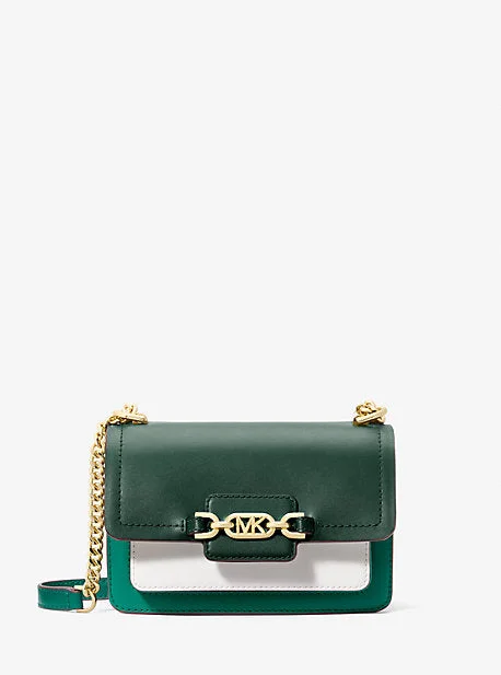 Michael Michael Kors Bags for family reunions to match the festive moodMK Heather Extra-Small Color-Block Leather Crossbody Bag - Green - Michael Kors