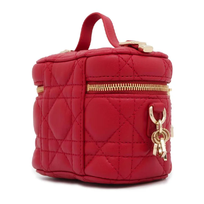 Contemporary Christian Dior handbags with a unique shapeDior Cannage Vanity Shoulder Bag Red S0935ONMJ Leather Size micro