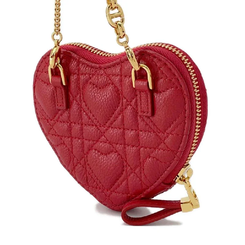 Christian Dior Saddle bags with a distressed leather finishDior Caro Chain heart pouch Red S5097UNID Calf Leather