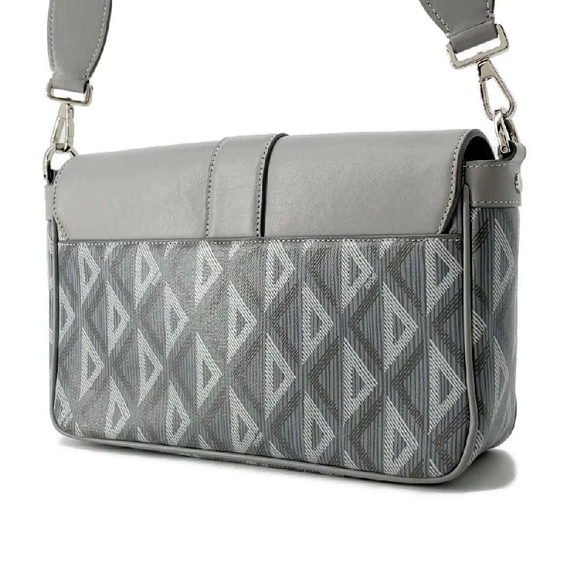 Christian Dior handbags with a back - pocket for quick storageDior CDDiamond Hit the Road Shoulder Bag Gray 1ESME157CDP Leather PVC Coated Canvas