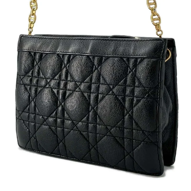 Luxury Christian Dior crossbody bags with a chain - link strapDior Caro Every Cannage Chain Shoulder Black S5106UWHC Leather