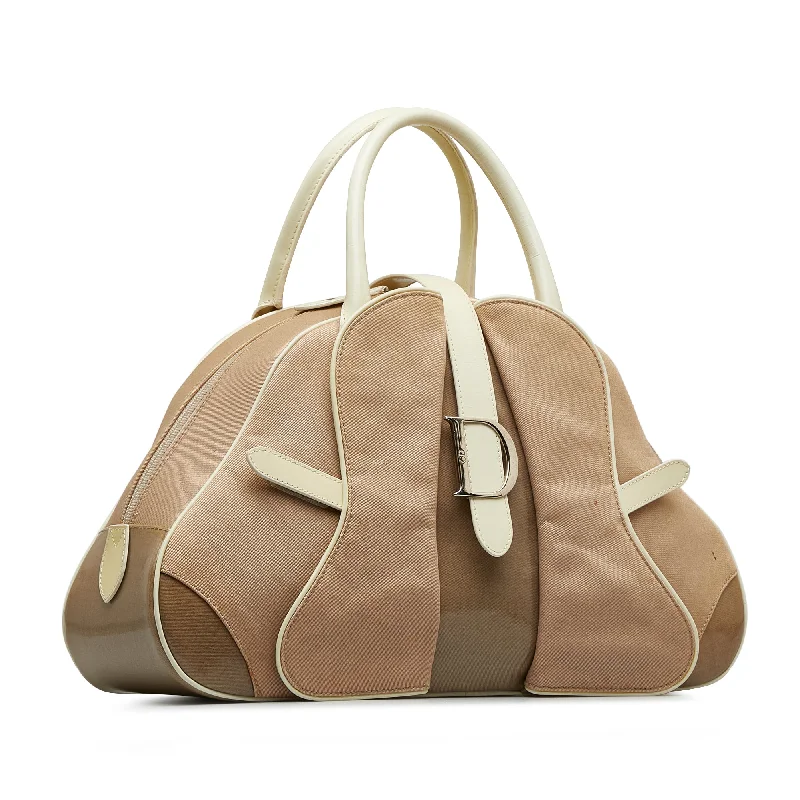 High - fashion Christian Dior bags with a geometric patternDIOR Canvas Double Saddle Bowler Handbag